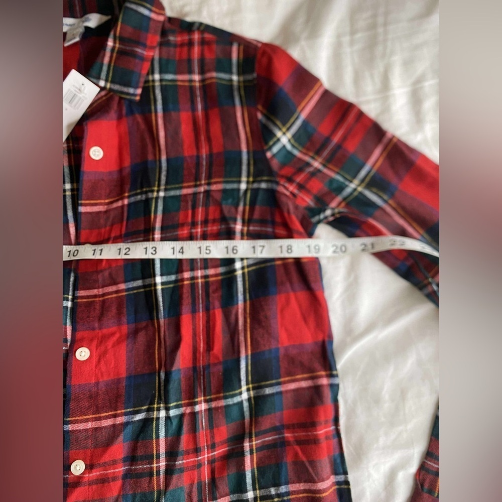 OLD NAVY Top Womens S Classic Shirt Flannel Tartan Plaid Button Front Cotton Red - Picture 4 of 7